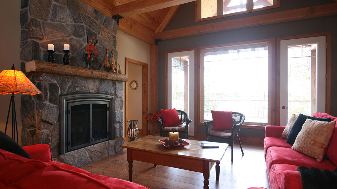 architect designed cottage - parry sound - living overlooking lake